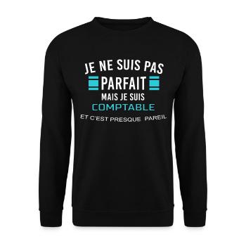je ne suis pas parfait COMPTABLE - Sweat-shirt Unisexe - noir - Devant - Alina (178cm) & Michal (187cm)