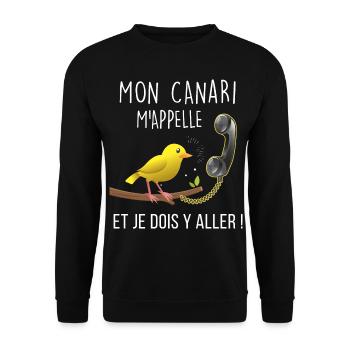 Oiseau Canari, Mon canari m'appelle idée Cadeau - Sweat-shirt Unisexe - noir - Devant - Alina (178cm) & Michal (187cm)