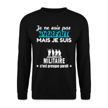 je ne suis pas parfait Militaire cadeau Militaire - Sweat-shirt Unisexe - noir - Devant - Alina (178cm) & Michal (187cm)