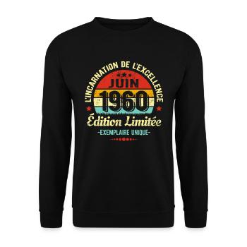 MILLÉSIME JUIN 1960 ÉDITION LIMITÉE - Sweat-shirt Unisexe - noir - Devant - Alina (178cm) & Michal (187cm)