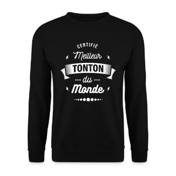 CERTIFIÉ MEILLEUR TONTON DU MONDE - Sweat-shirt Unisexe - noir - Devant - Alina (178cm) & Michal (187cm)