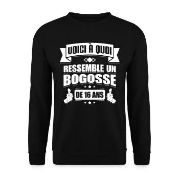 BOGOSSE DE 16 ANS - Sweat-shirt Unisexe - noir - Devant - Alina (178cm) & Michal (187cm)