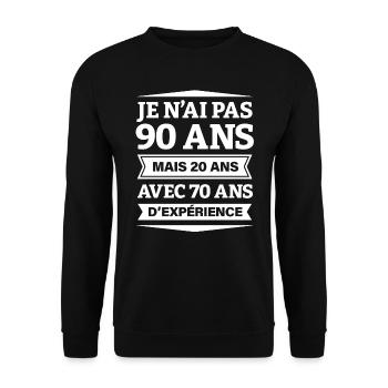 ANNIVERSAIRE 90 ANS AVEC 70 ANS D'EXPÉRIENCE - Sweat-shirt Unisexe - noir - Devant - Alina (178cm) & Michal (187cm)