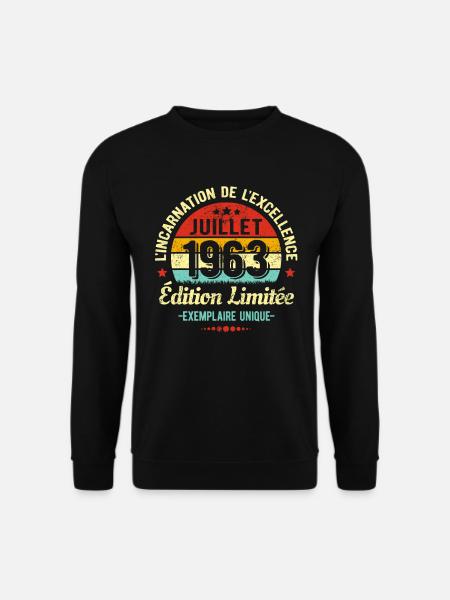 MILLÉSIME JUILLET 1963 ÉDITION LIMITÉE - Sweat-shirt Unisexe - noir