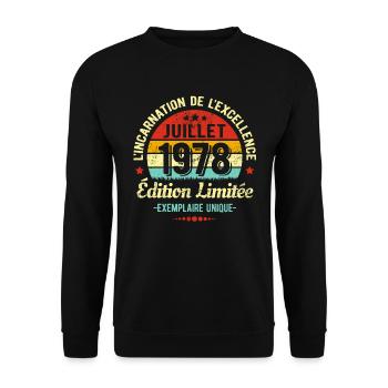 MILLÉSIME JUILLET 1978 ÉDITION LIMITÉE - Sweat-shirt Unisexe - noir - Devant - Alina (178cm) & Michal (187cm)