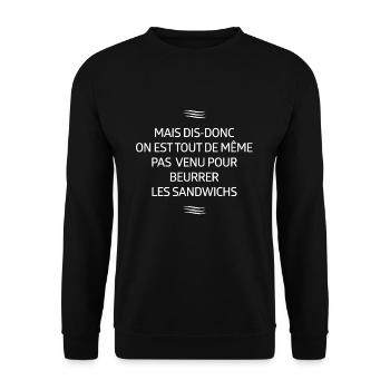 ON EST PAS VENUS POUR BEURREUR LES SANDWICHS - Sweat-shirt Unisexe - noir - Devant - Alina (178cm) & Michal (187cm)