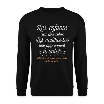 CADEAU MERCI MAITRESSE ENFANTS - Sweat-shirt Unisexe - noir - Devant - Alina (178cm) & Michal (187cm)