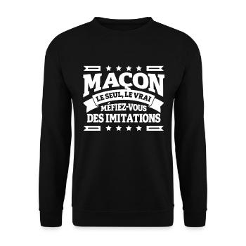 MAÇON LE SEUL LE VRAI - Sweat-shirt Unisexe - noir - Devant - Alina (178cm) & Michal (187cm)