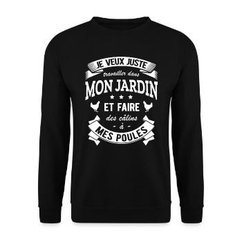JARDIN JARDINIER HUMOUR POULES - Sweat-shirt Unisexe - noir - Devant - Alina (178cm) & Michal (187cm)