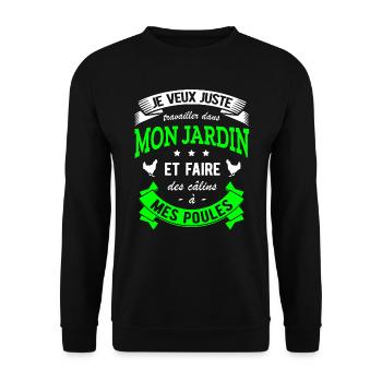JARDIN JARDINIER HUMOUR POULES - Sweat-shirt Unisexe - noir - Devant - Alina (178cm) & Michal (187cm)
