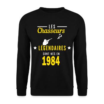 Chasseur légendaire nées en 1984 anniversaire - Sweat-shirt Unisexe - noir - Devant - Alina (178cm) & Michal (187cm)