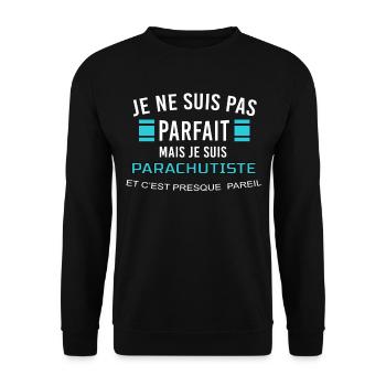 je ne suis pas parfait PARACHUTISTE - Sweat-shirt Unisexe - noir - Devant - Alina (178cm) & Michal (187cm)