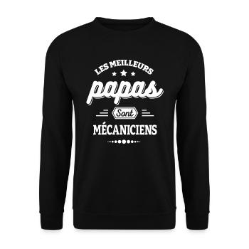 LES MEILLEURS PAPAS SONT MÉCANICIEN - Sweat-shirt Unisexe - noir - Devant - Alina (178cm) & Michal (187cm)