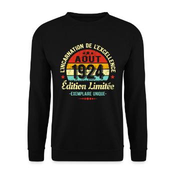 MILLÉSIME AOUT 1924 ÉDITION LIMITÉE - Sweat-shirt Unisexe - noir - Devant - Alina (178cm) & Michal (187cm)
