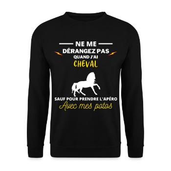 cheval et prendre l apéro avec mes potos - Sweat-shirt Unisexe - noir - Devant - Alina (178cm) & Michal (187cm)