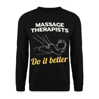 Idée cadeau pour les physiothérapeutes | Travail Profession professionnelle - Sweat-shirt Unisexe - noir - Devant - Alina (178cm) & Michal (187cm)