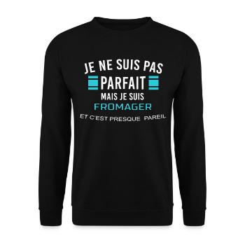 je ne suis pas parfait FROMAGER - Sweat-shirt Unisexe - noir - Devant - Alina (178cm) & Michal (187cm)