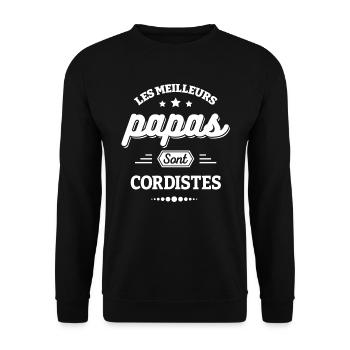 LES MEILLEURS PAPAS SONT CORDISTES - Sweat-shirt Unisexe - noir - Devant - Alina (178cm) & Michal (187cm)