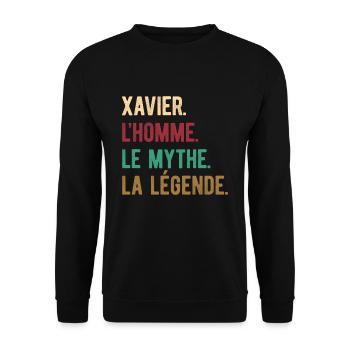 XAVIER L'HOMME LE MYTHE LA LÉGENDE - Sweat-shirt Unisexe - noir - Devant - Alina (178cm) & Michal (187cm)