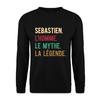 SEBASTIEN L'HOMME LE MYTHE LA LÉGENDE - Sweat-shirt Unisexe - noir - Devant - Alina (178cm) & Michal (187cm)