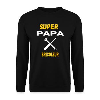 super papa BRICOLEUR citation - Sweat-shirt Unisexe - noir - Devant - Alina (178cm) & Michal (187cm)