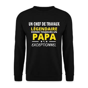 CHEF DE TRAVAUX légendaire drôle papa exceptionnel - Sweat-shirt Unisexe - noir - Devant - Alina (178cm) & Michal (187cm)