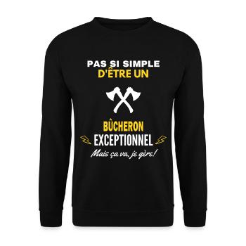 pas si simple D être un exceptionnel bûcheron - Sweat-shirt Unisexe - noir - Devant - Alina (178cm) & Michal (187cm)