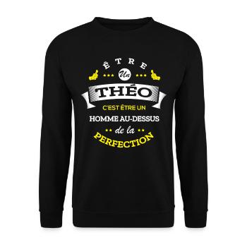 THEO PARFAIT - NOM THEO - Sweat-shirt Unisexe - noir - Devant - Alina (178cm) & Michal (187cm)