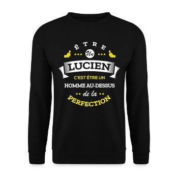 LUCIEN PARFAIT - NOM LUCIEN - Sweat-shirt Unisexe - noir - Devant - Alina (178cm) & Michal (187cm)
