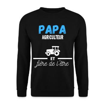 papa et fière de l être agriculteur citation - Sweat-shirt Unisexe - noir - Devant - Alina (178cm) & Michal (187cm)