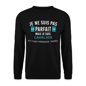 je ne suis pas parfait CAVALIER - Sweat-shirt Unisexe - noir - Devant - Alina (178cm) & Michal (187cm)