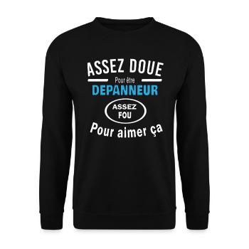Assez doué pour etre DEPANNEUR - Sweat-shirt Unisexe - noir - Devant - Alina (178cm) & Michal (187cm)