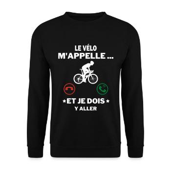 m appelle et je dois y aller phrase drole Le vélo - Sweat-shirt Unisexe - noir - Devant - Alina (178cm) & Michal (187cm)