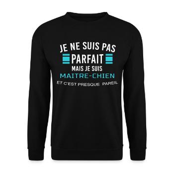 je ne suis pas parfait MAITRE CHIEN - Sweat-shirt Unisexe - noir - Devant - Alina (178cm) & Michal (187cm)