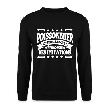 POISSONNIER LE SEUL LE VRAI - Sweat-shirt Unisexe - noir - Devant - Alina (178cm) & Michal (187cm)
