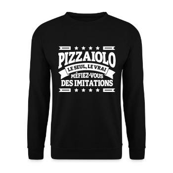 PIZZAÏOLO LE SEUL LE VRAI - Sweat-shirt Unisexe - noir - Devant - Alina (178cm) & Michal (187cm)