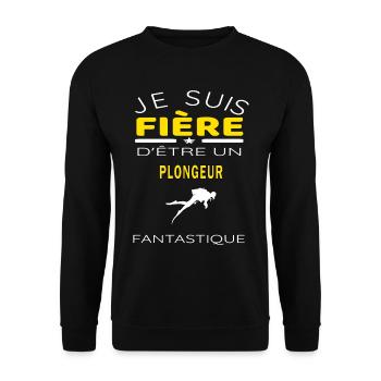 citation fière d être fantastique et Plongeur - Sweat-shirt Unisexe - noir - Devant - Alina (178cm) & Michal (187cm)