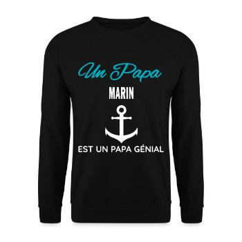 cadeau humour PAPA génial et Marin - Sweat-shirt Unisexe - noir - Devant - Alina (178cm) & Michal (187cm)
