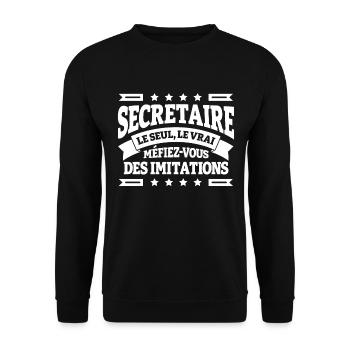 SECRETAIRE LE SEUL LE VRAI - Sweat-shirt Unisexe - noir - Devant - Alina (178cm) & Michal (187cm)