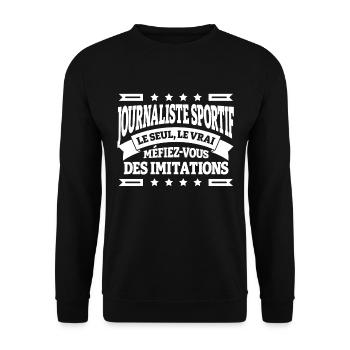 JOURNALISTE SPORTIF LE SEUL LE VRAI - Sweat-shirt Unisexe - noir - Devant - Alina (178cm) & Michal (187cm)
