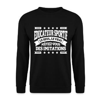 EDUCATEUR SPORTIF LE SEUL LE VRAI - Sweat-shirt Unisexe - noir - Devant - Alina (178cm) & Michal (187cm)