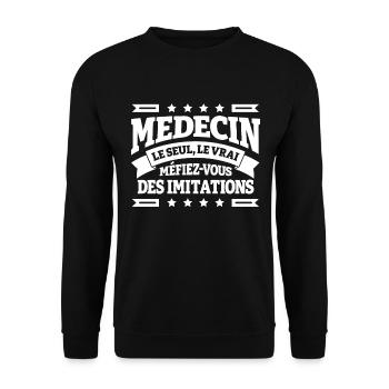 MEDECIN LE SEUL LE VRAI - Sweat-shirt Unisexe - noir - Devant - Alina (178cm) & Michal (187cm)