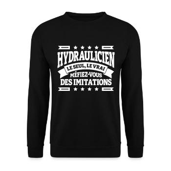 HYDRAULICIEN LE SEUL LE VRAI - Sweat-shirt Unisexe - noir - Devant - Alina (178cm) & Michal (187cm)