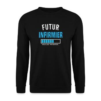 futur INFIRMIER - Sweat-shirt Unisexe - noir - Devant - Alina (178cm) & Michal (187cm)