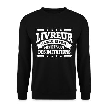 LIVREUR LE SEUL LE VRAI - Sweat-shirt Unisexe - noir - Devant - Alina (178cm) & Michal (187cm)