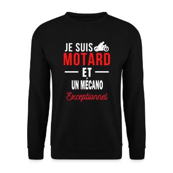 je suis MOTARD Exceptionnel et un MÉCANO - Sweat-shirt Unisexe - noir - Devant - Alina (178cm) & Michal (187cm)