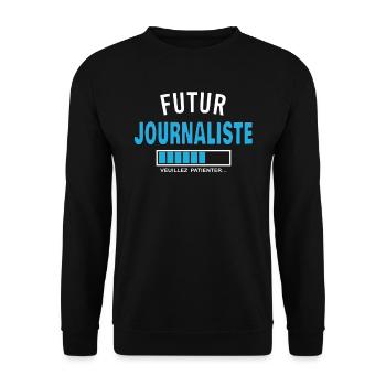 futur JOURNALISTE - Sweat-shirt Unisexe - noir - Devant - Alina (178cm) & Michal (187cm)