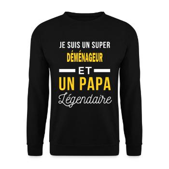 je suis un un papa Légendaire DÉMÉNAGEUR - Sweat-shirt Unisexe - noir - Devant - Alina (178cm) & Michal (187cm)