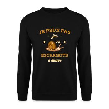 JE PEUX PAS J'AI DES ESCARGOTS À ELEVER - Sweat-shirt Unisexe - noir - Devant - Alina (178cm) & Michal (187cm)