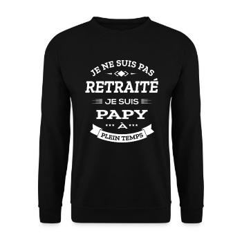 PAPY RETRAITÉ À PLEIN TEMPS - Sweat-shirt Unisexe - noir - Devant - Alina (178cm) & Michal (187cm)